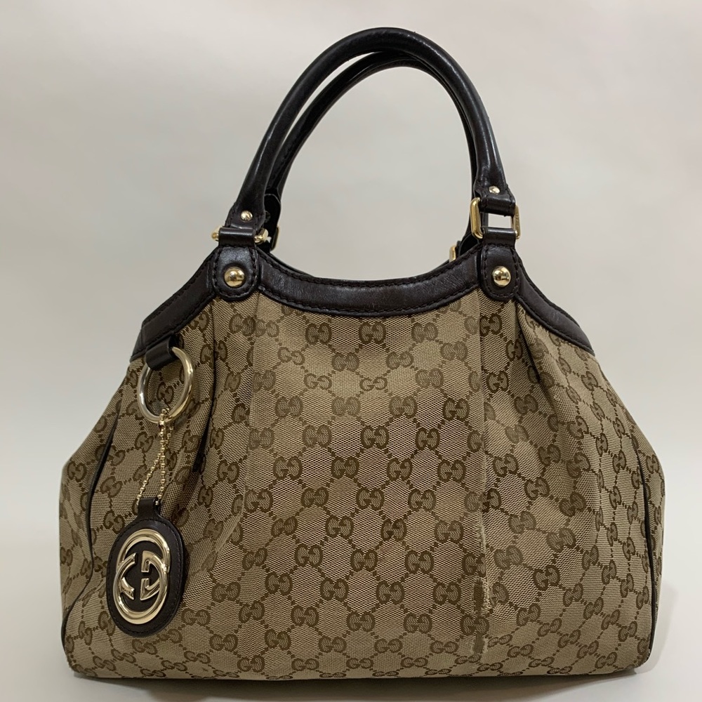 Gucci Pleated Sukey Tote Black Leather Bag GG